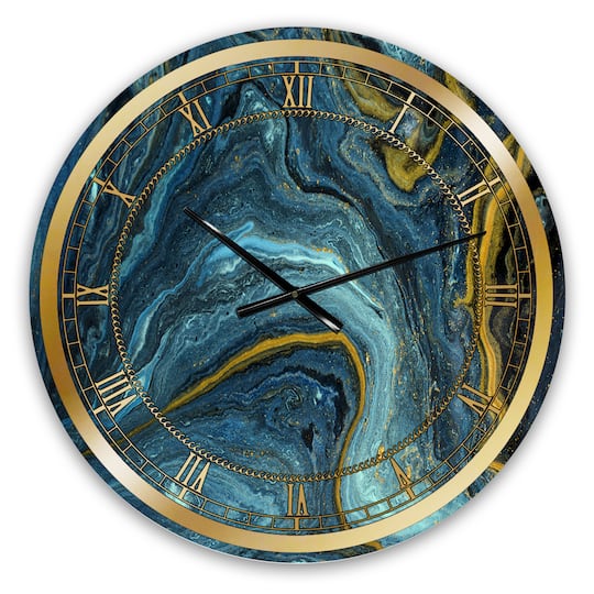Designart Agathe Ripple Golden Rivers Modern Wall Clock